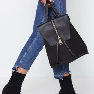 Nasty Gal Black Backpack with Silver Zipper